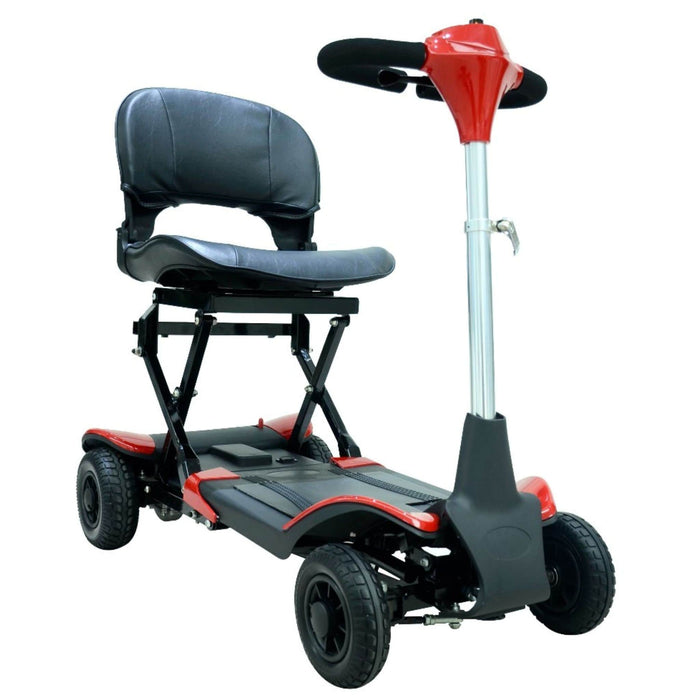 optimus automatic folding 4 wheel mobility scooter red