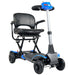 optimus automatic folding 4 wheel mobility scooter blue front side