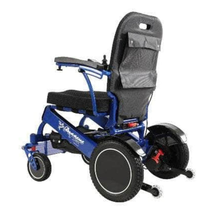 Pegasus Plus HD Bariatric Foldable Wheelchair Color Blue Back Left Side View