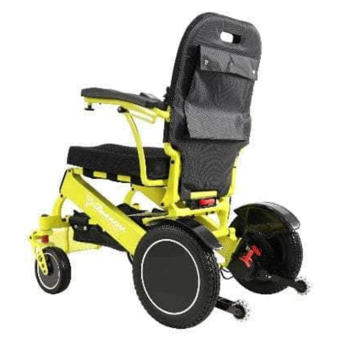 Pegasus Plus HD Bariatric Foldable Wheelchair Color Yellow Back Left Side View