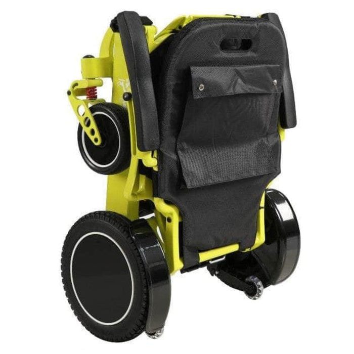 Pegasus Plus HD Bariatric Foldable Wheelchair Color Yellow Front Right Side View Folded