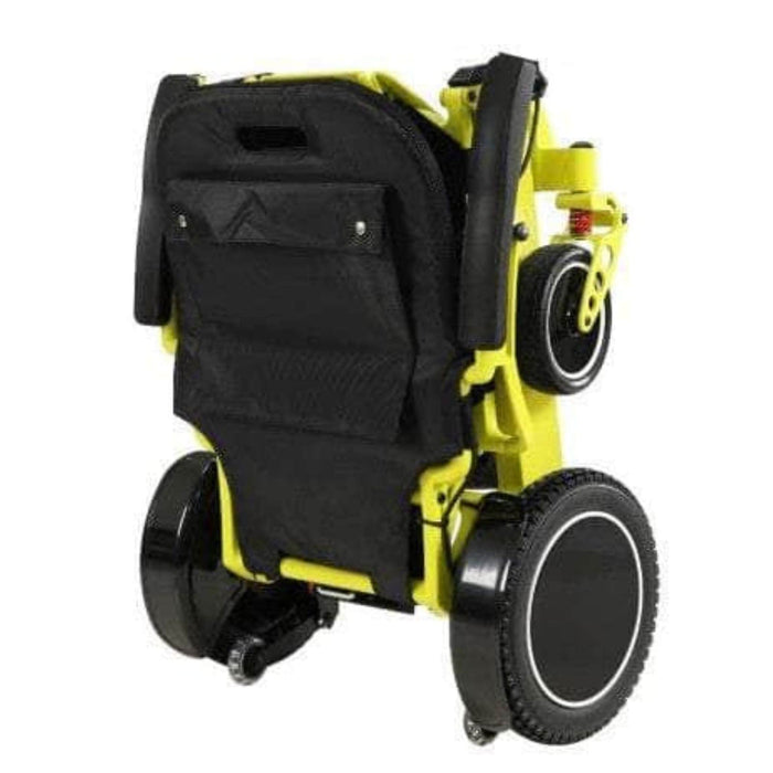 Pegasus Plus HD Bariatric Foldable Wheelchair Color Yellow Front Side View Folded