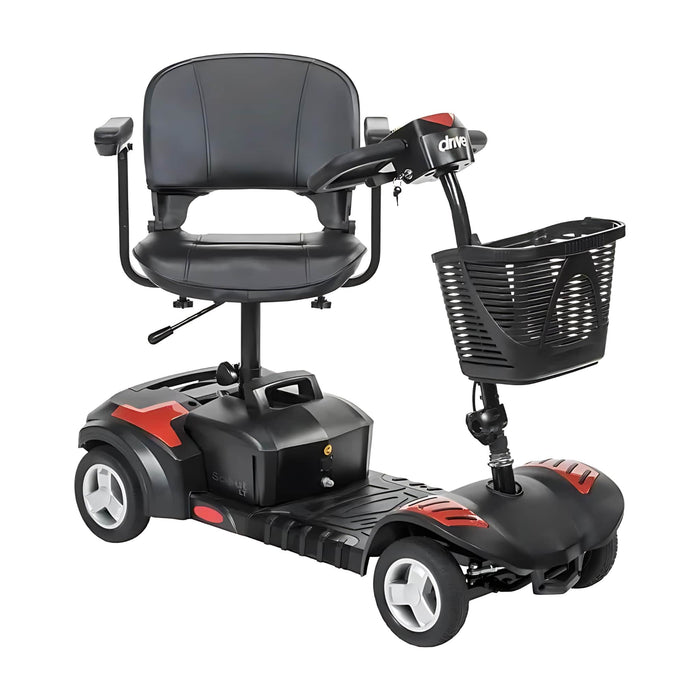 drivescoutmobilityscootercolorredfrontrightviewandadjustablechair