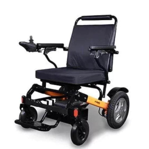 Ewheels EW-M45 Folding Power Wheelchair Color Black Front Side View 