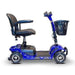 Ewheels EW-M34 4 Wheel Mobility Scooter Color Blue Right Side View with Front Basket