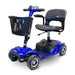 Ewheels EW-M34 4 Wheel Mobility Scooter with Front Basket Color Blue Front Side View 