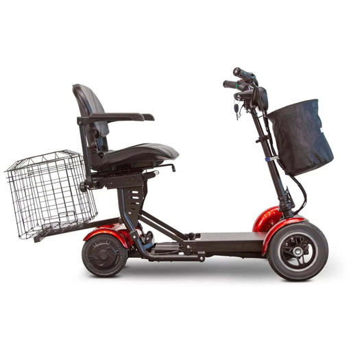 E Wheels EW-22 Folding Mobility Scooter Color Red Right Side View with Basket