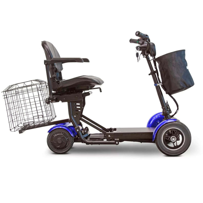 EW-22 Folding Mobility Scooter Color Blue Right Side View With Basket