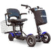 EW-22 Folding Mobility Scooter Color Blue Front Right Side View with Basket