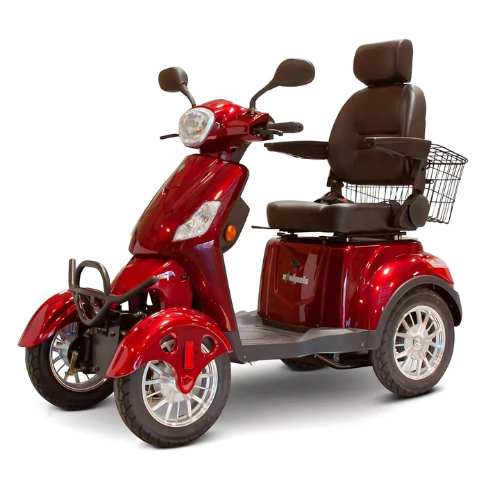 EwheelsEW-46MobilityScooterColorRedFrontLeftSideView