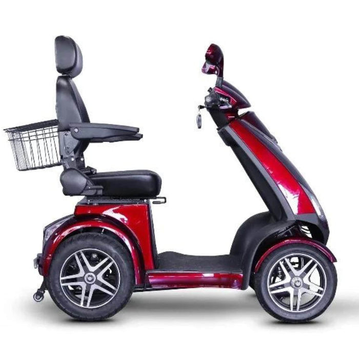 Ewheels EW-72 Mobility Scooter Color Red with Back Basket Right Side View