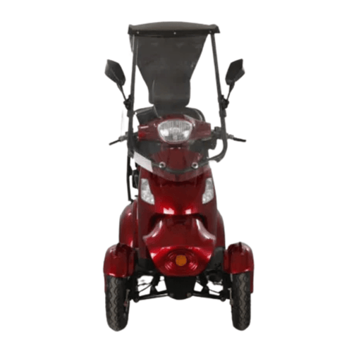 4 wheel red golf mobility scooter with canopy