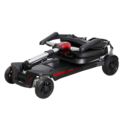 MobiFree Folding Mobility Scooter shown folded flat on a white background
