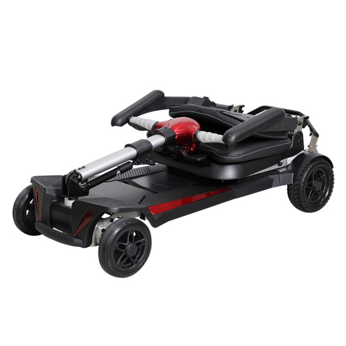 MobiFree Folding Mobility Scooter shown folded flat on a white background