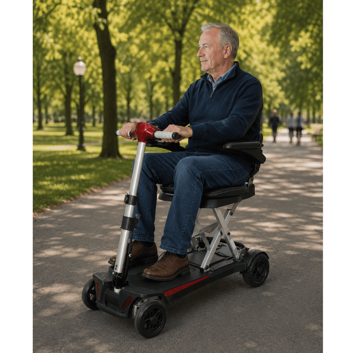 MobiFree Folding Mobility Scooter – Lightweight 4-Wheel Travel Scooter, Airline-Approved, 1-Step Fold
