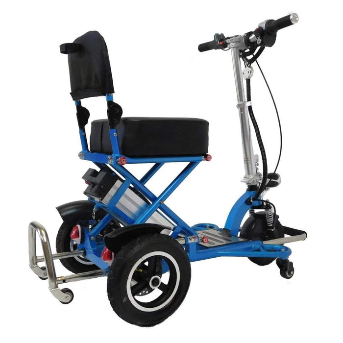 Triaxe Sport Folding Mobility Scooter Color Blue Frame - Right Side View