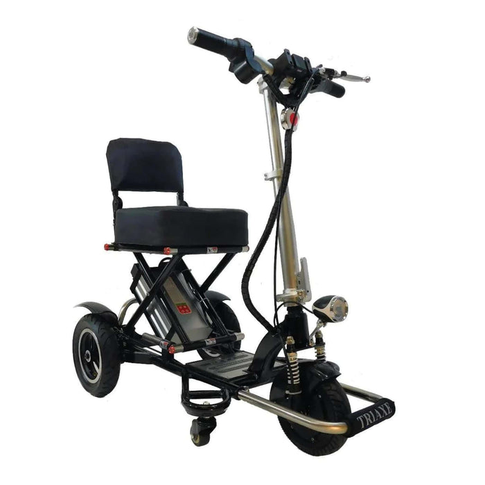 Triaxe Sport Folding Scooter Color Black Frame and Chair - Front Right Side View