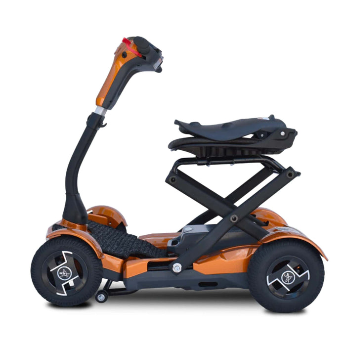 EV Rider TEQNO Color Orange Left Side View and Folded Chair