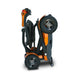 EV Rider Teqno Mobility Scooter Color Orange Standing Folded Side View