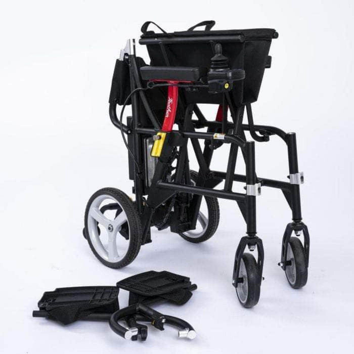 Featherweight Power Chair Folded View and Removal Footrest 