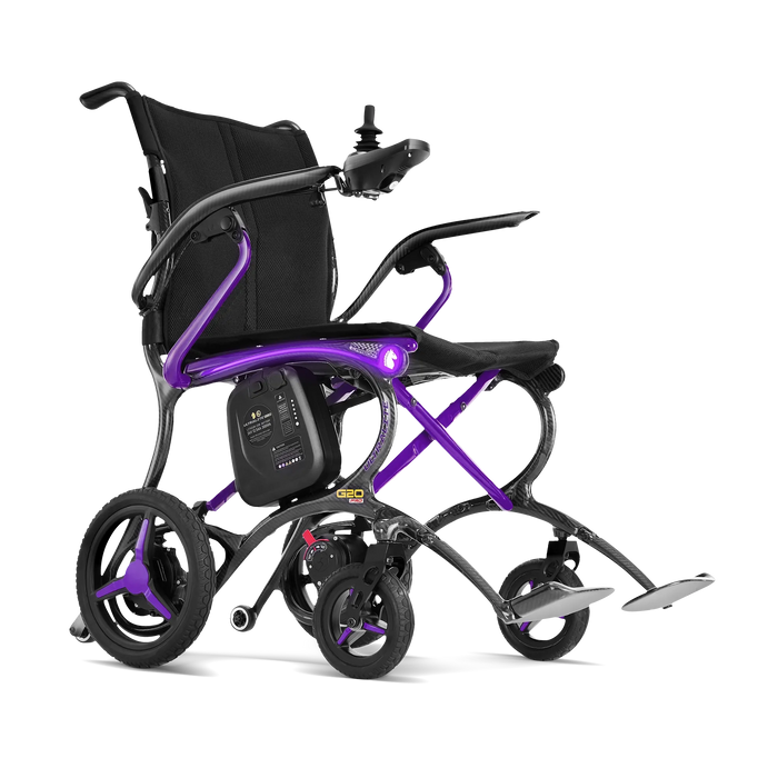 Ultralite G20 PRO Carbon Fiber Folding Electric Wheelchair - Purple
