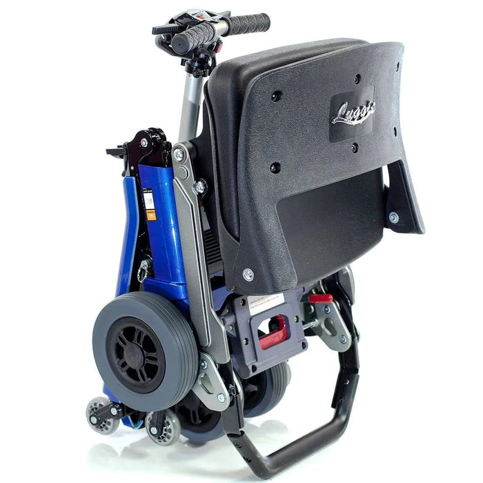 Luggie Standard 3 wheel mobility scooter Color Blue Standing Folded