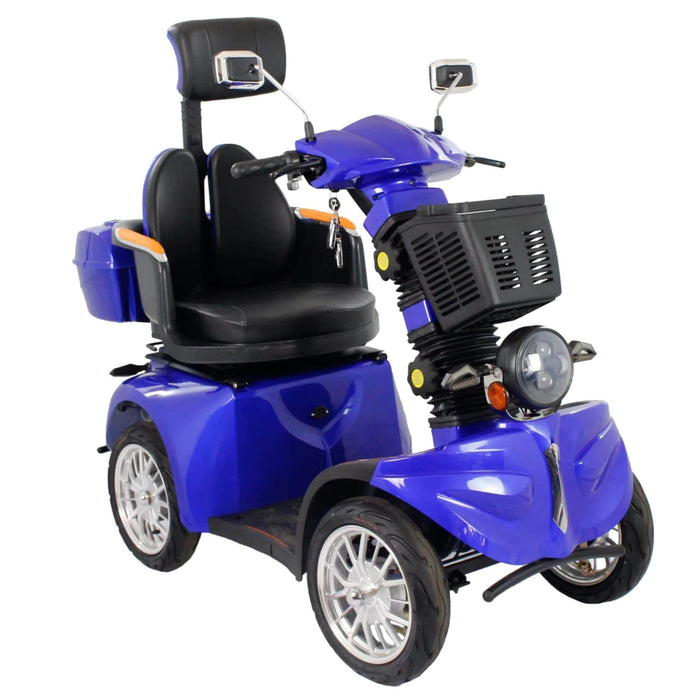 GIO Tron 4-Wheeled Smart Mobility Scooter in Blue Front Left Side View