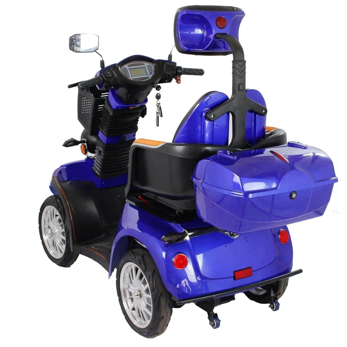 GIO Tron 4-Wheeled Smart Mobility Scooter in Blue Rear View Left Side