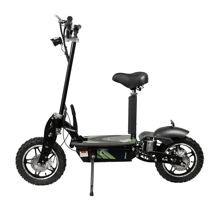 Rosso Cobra Stand-up Electric Scooter in Green Side with Kickstand