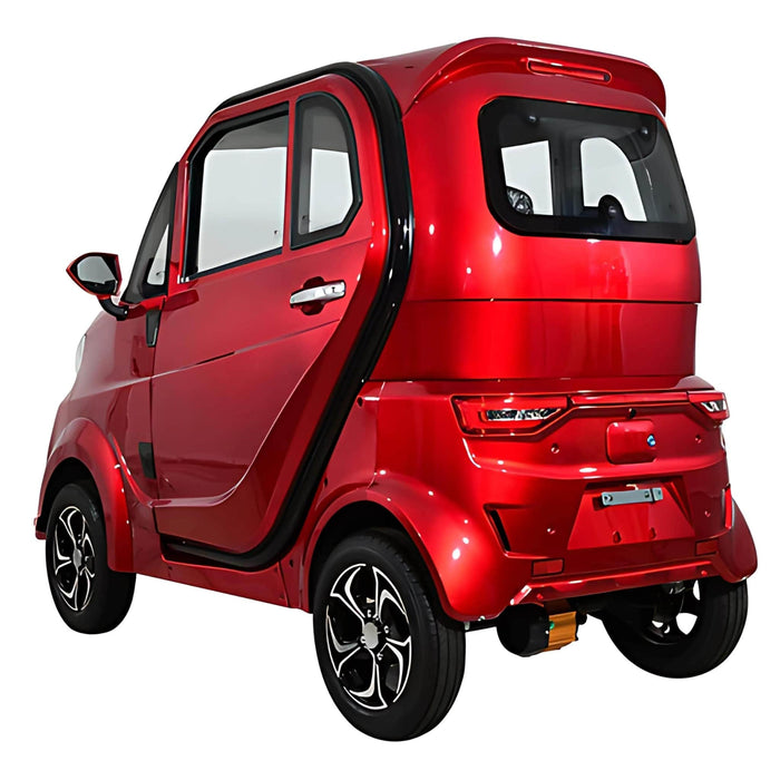 Green Transporter Q Express Electric Transport Scooter in Red Color Back and Side View