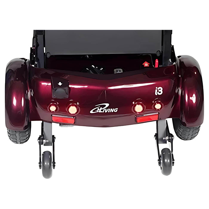 iLivingi3FoldingElectricFourWheelMobilityScooterColorRedBackBumperwithAnti-roll