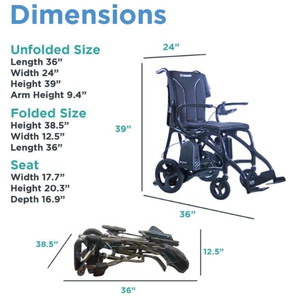 Journey Air Elite Max folding power chair dimensions diagram