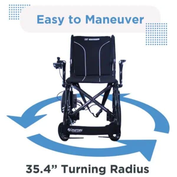 Journey Air Elite Max power chair 35.4 inch turning radius diagram