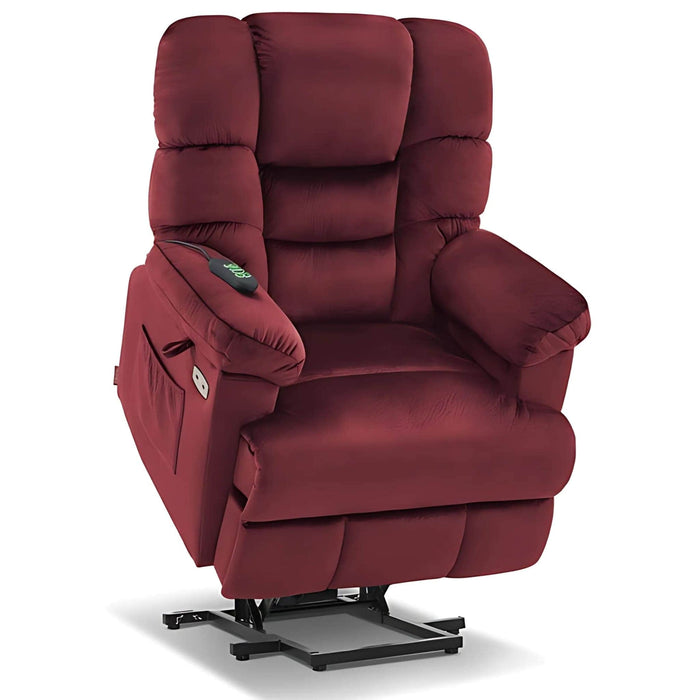 MCombo Lay Flat Dual Motor Power Lift Recliner Chair 7630 in Burgundy Color