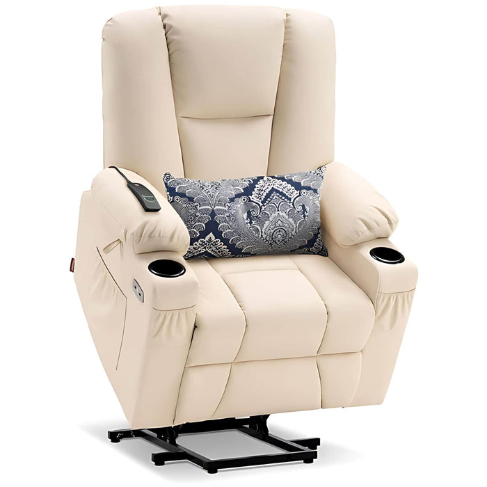 MCombo Electric Power Lift Recline Chair 7507 Faux Leather in Cream White Color