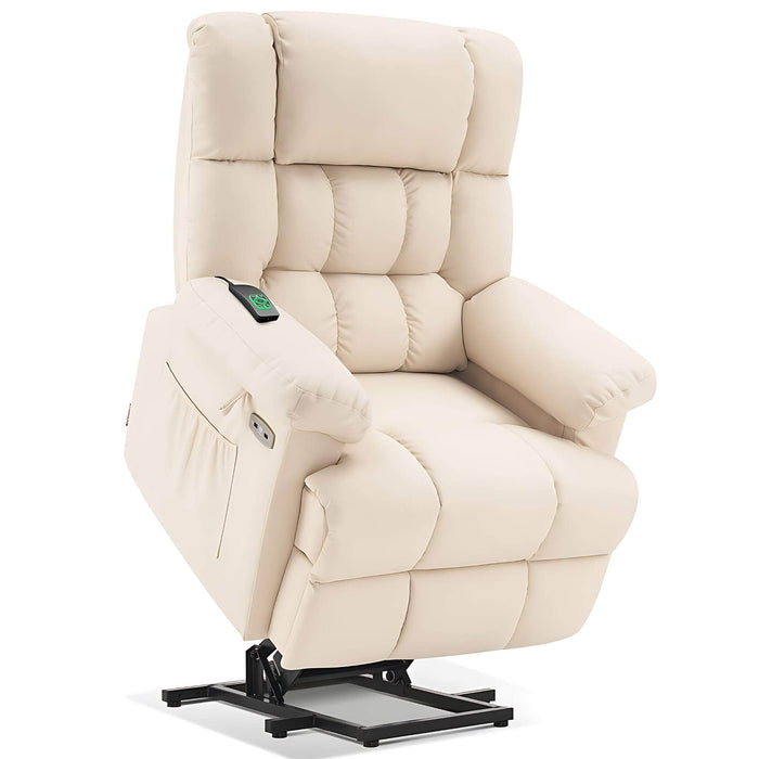 MCombo Power Lift Recliner Chair 7533 Faux Leather Material in Cream White