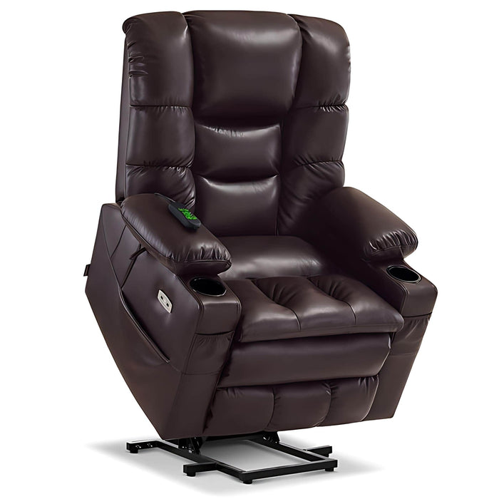 MCombo Large Dual Motor Power Lift Recliner Chair 7634 in Dark Brown Color