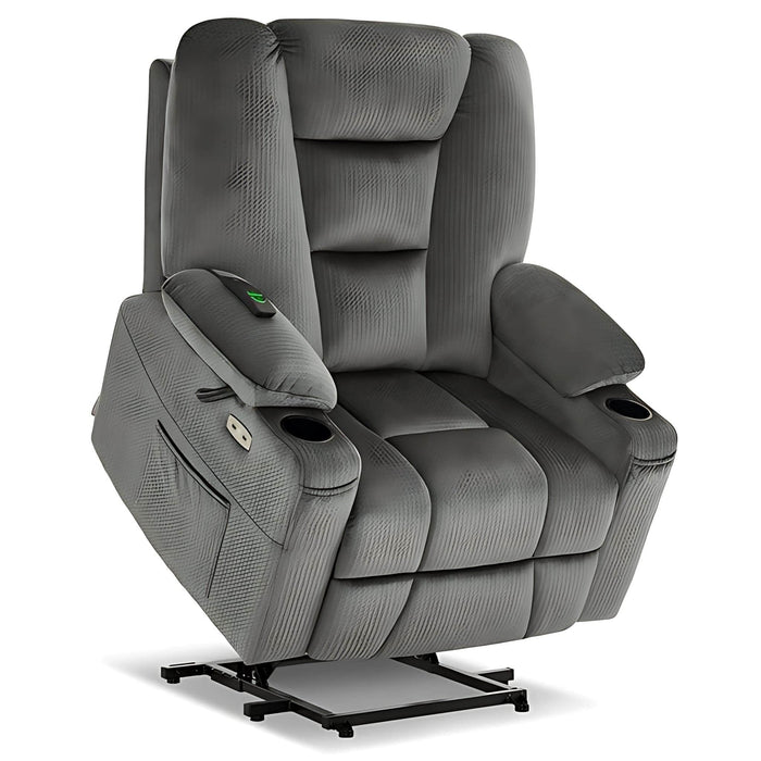 MCombo Small-Wide 6160-R7561 Power Lift Recliner Chair in Grey Color