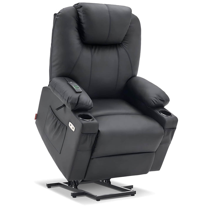 MCombo Large Size 7516 Power Lift Recliner Chair 7040 Series Faux Leather in Black Color