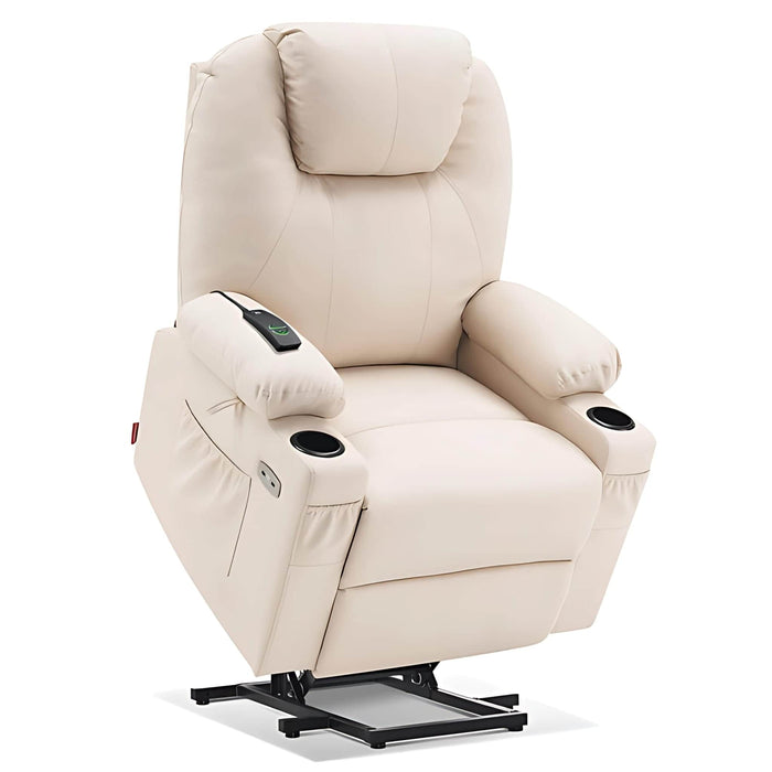 MCombo Large Size 7516 Power Lift  Recliner Chair 7040 Series Faux Leather in Cream White Color