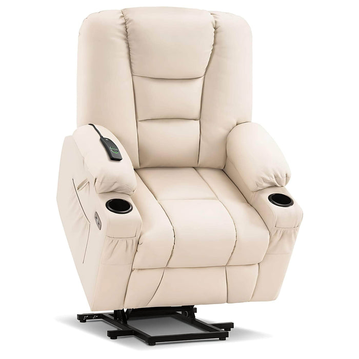 MCombo Large-Regular Power Lift Recliner Chair 7539 Faux Leather in Cream White Color