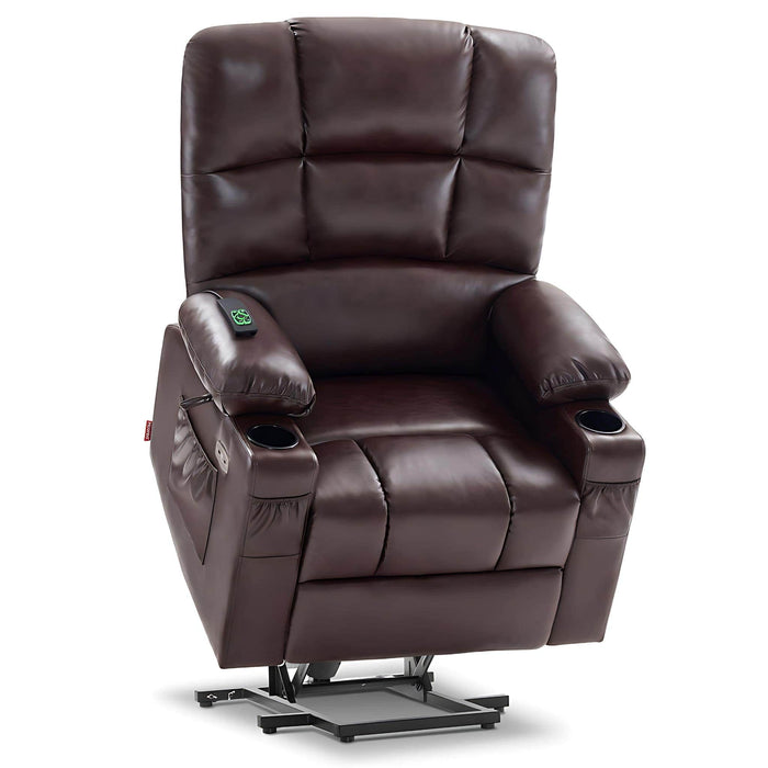 MCombo Dual Motor Large-Regular Power Lift Recliner Chair Faux Leather 7680 in Dark Brown Color