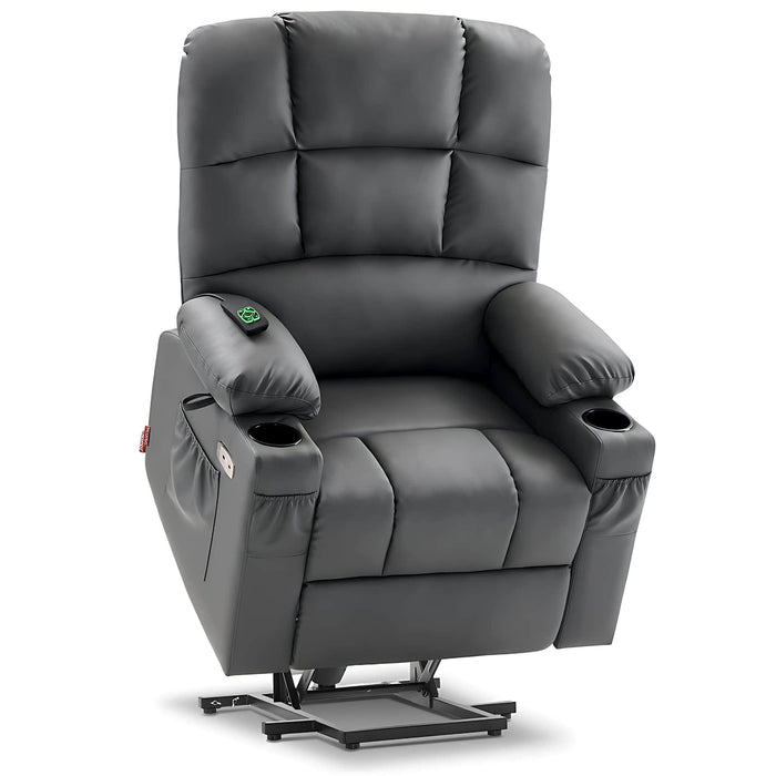 MCombo Dual Motor Large-Regular Power Lift Recliner Chair Faux Leather 7680 in Dark Grey Color