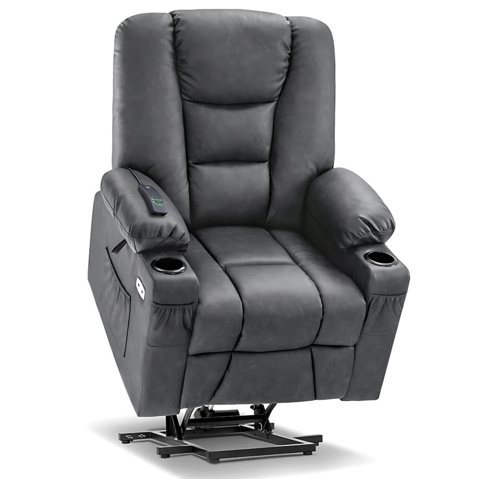 MCombo Large-Regular Power Lift Recliner Chair 7539 Faux Leather in Dark Grey Color