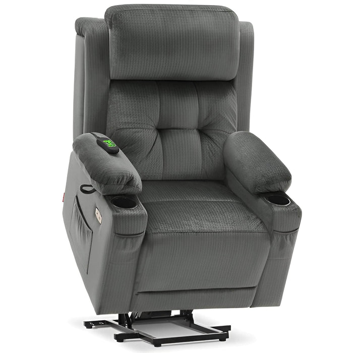 MCombo Large-Regular Dual Motor Power Lift Recliner Chair Fabric 7662 in Grey Color