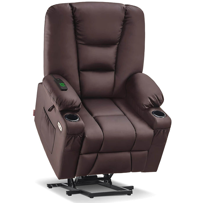 MCombo Large-Regular Power Lift Recliner Chair 7539 Faux Leather in Light Brown Color