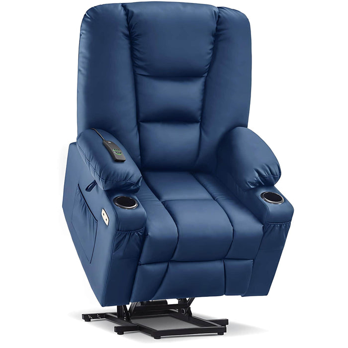 MCombo Large-Regular Power Lift Recliner Chair 7539 Faux Leather in Navy Blue Color