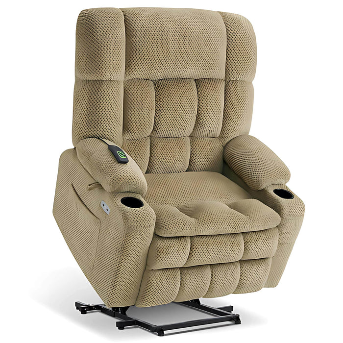 MCombo Dual Motor Large-Wide Size R7891 Power Lift Recliner Chair Fabric in Beige Color