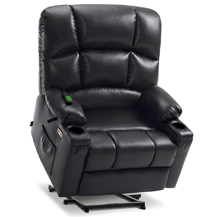 MCombo Dual Motor Large-Wide R7688 Power Lift Recliner Chair Faux Leather in Black Color