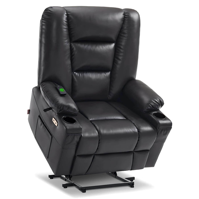 MCombo Large-Wide Power Lift Recliner Chair 6160-R7541 Faux Leather in Black Color